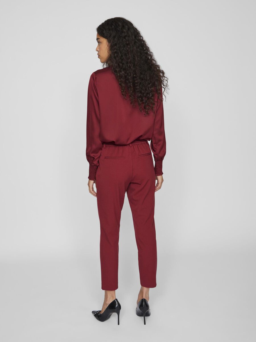 VILA VIVARONE SLIM FIT PANTALONI A VITA ALTA, Cabernet, highres - 14087406_Cabernet_004.jpg