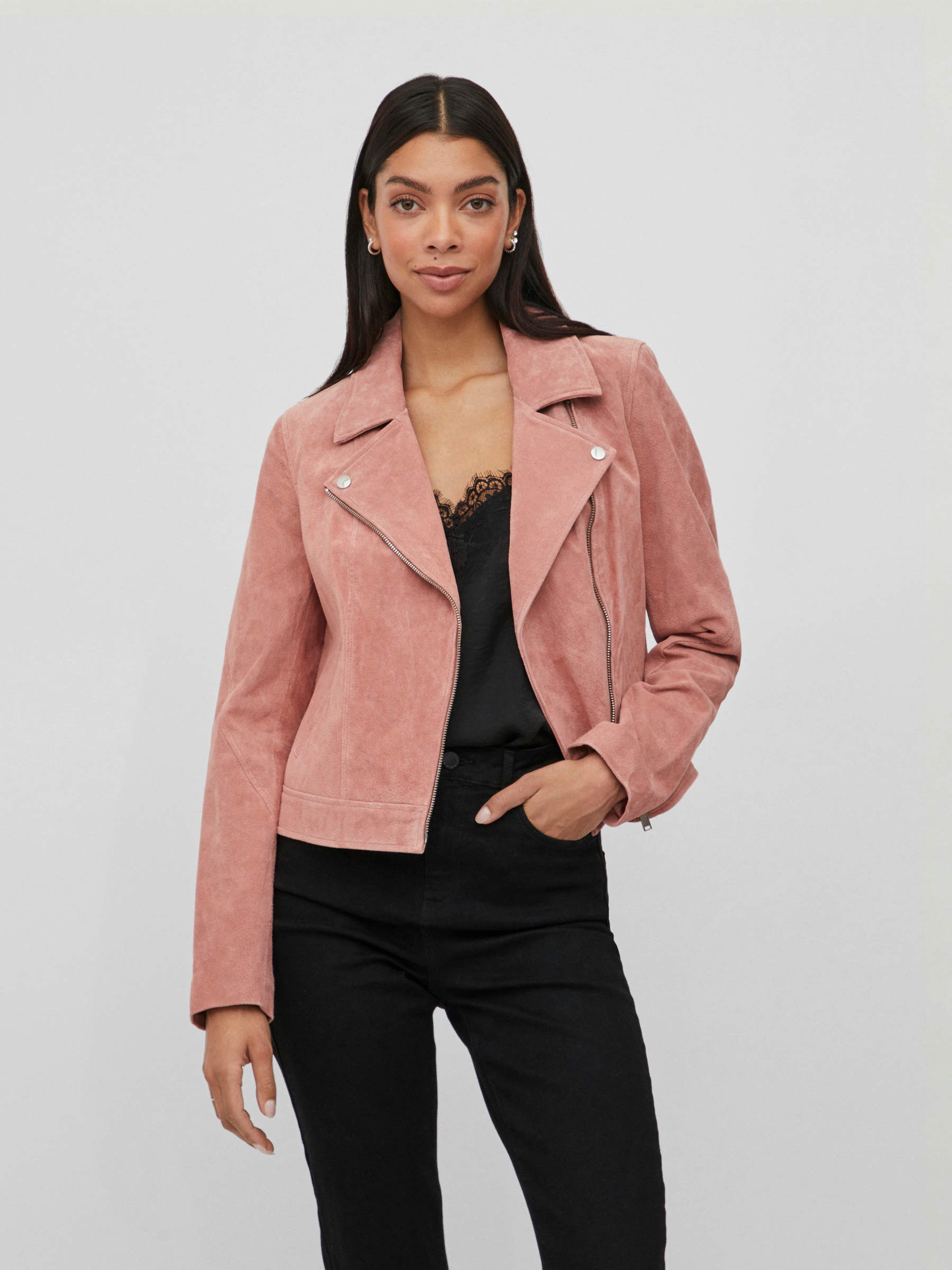 Dusty pink suede jacket hotsell
