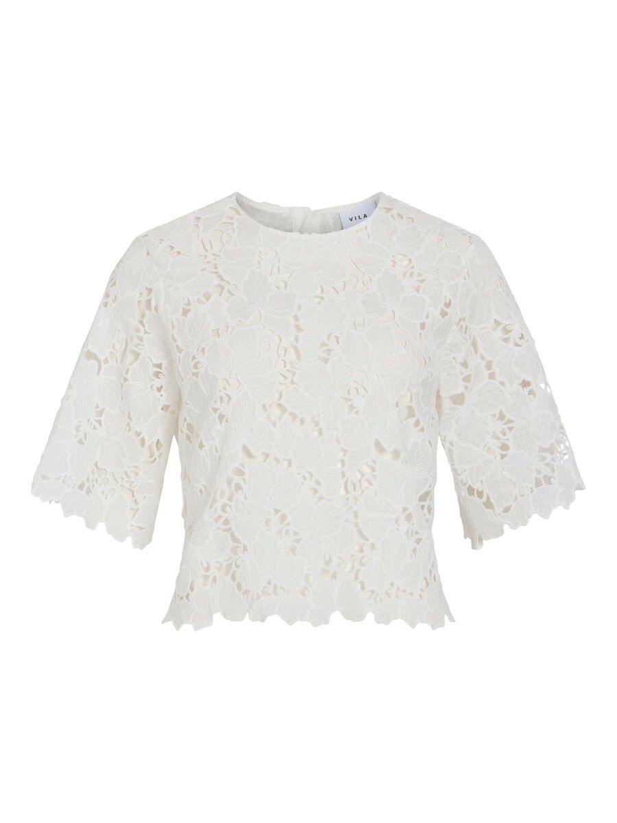 VILA VIHYLDE LACE SHORT SLEEVED SHIRT, Cloud Dancer, highres - 14112298_CloudDancer_001.jpg