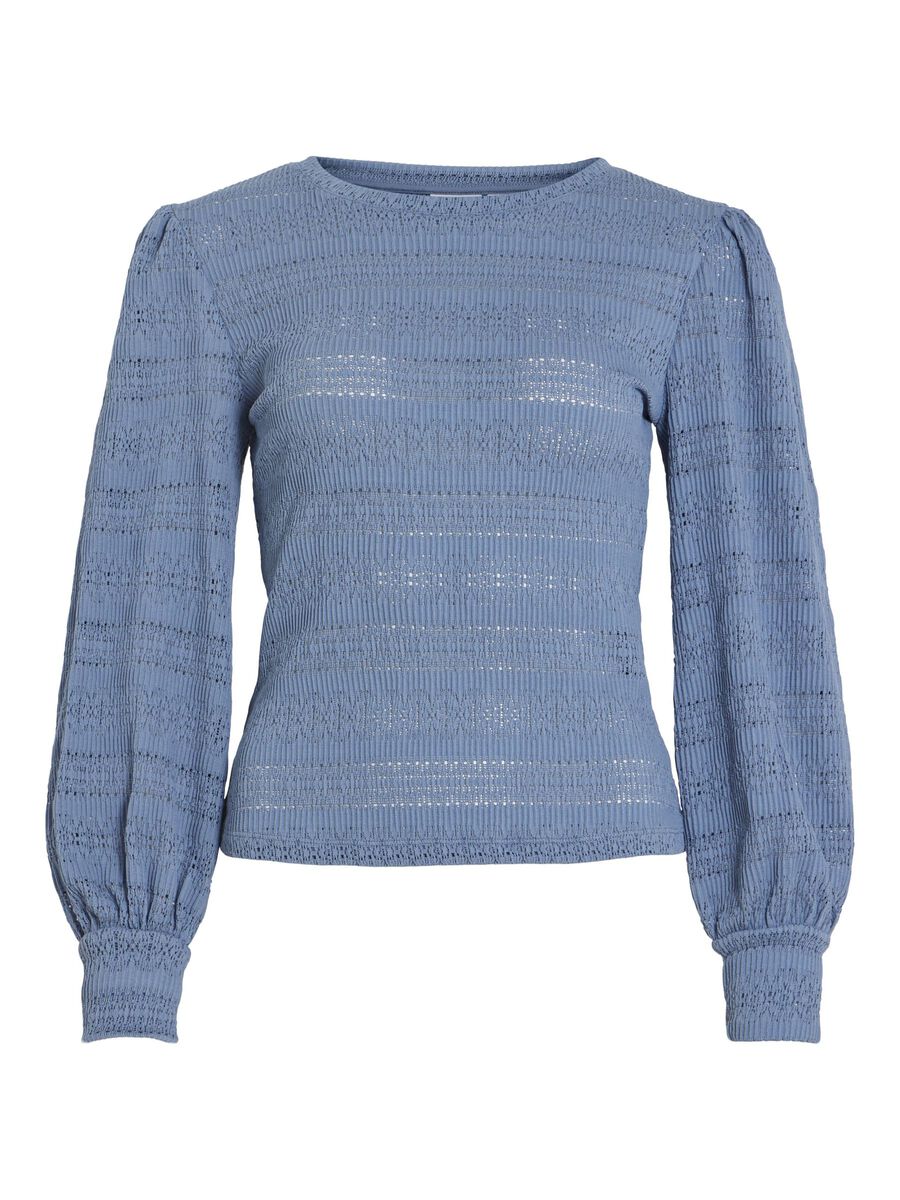 VILA ROUND NECK LONG SLEEVED TOP, Coronet Blue, highres - 14109892_CoronetBlue_001.jpg
