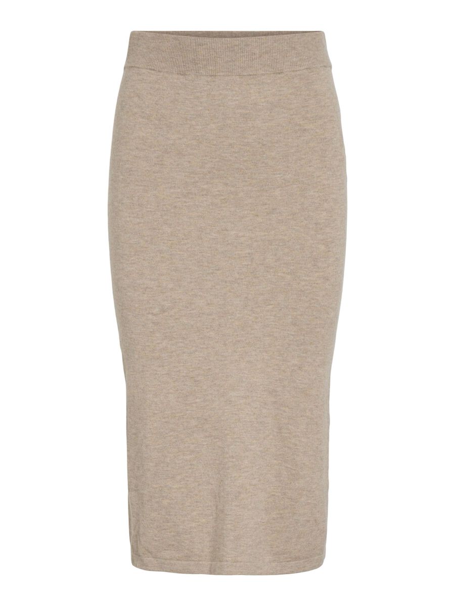 VILA HØJTALJET PENCIL SKIRT, Natural Melange, highres - 14103928_NaturalMelange_001.jpg