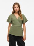 VILA VILOVIE SHORT SLEEVED WRAP TOP, Four Leaf Clover, highres - 14111195_FourLeafClover_003.jpg