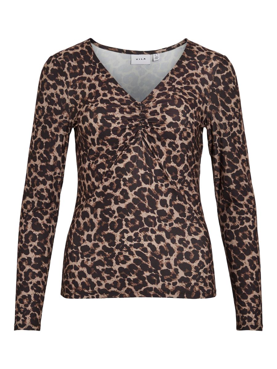 VILA VILEOA LEOPARD PRINT LONG SLEEVED TOP, Nomad, highres - 14109997_Nomad_1218726_001.jpg