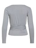 Product image thumbnail - VIGINA LONG SLEEVED WRAP TOP, Medium Grey Melange | 2