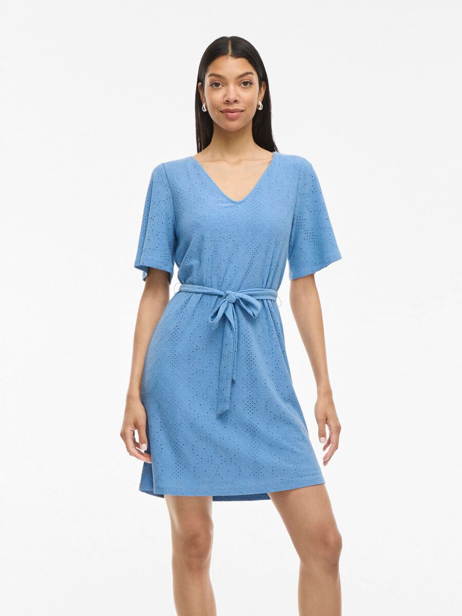 VILA SHORT SLEEVED SHORT DRESS, Blissful Blue, highres - 14101668_BlissfulBlue_003.jpg