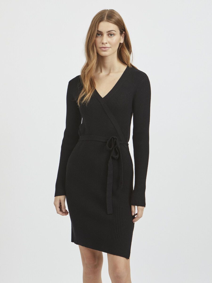 Vila LONG SLEEVED KNITTED DRESS, Black, highres - 14065547_Black_003.jpg