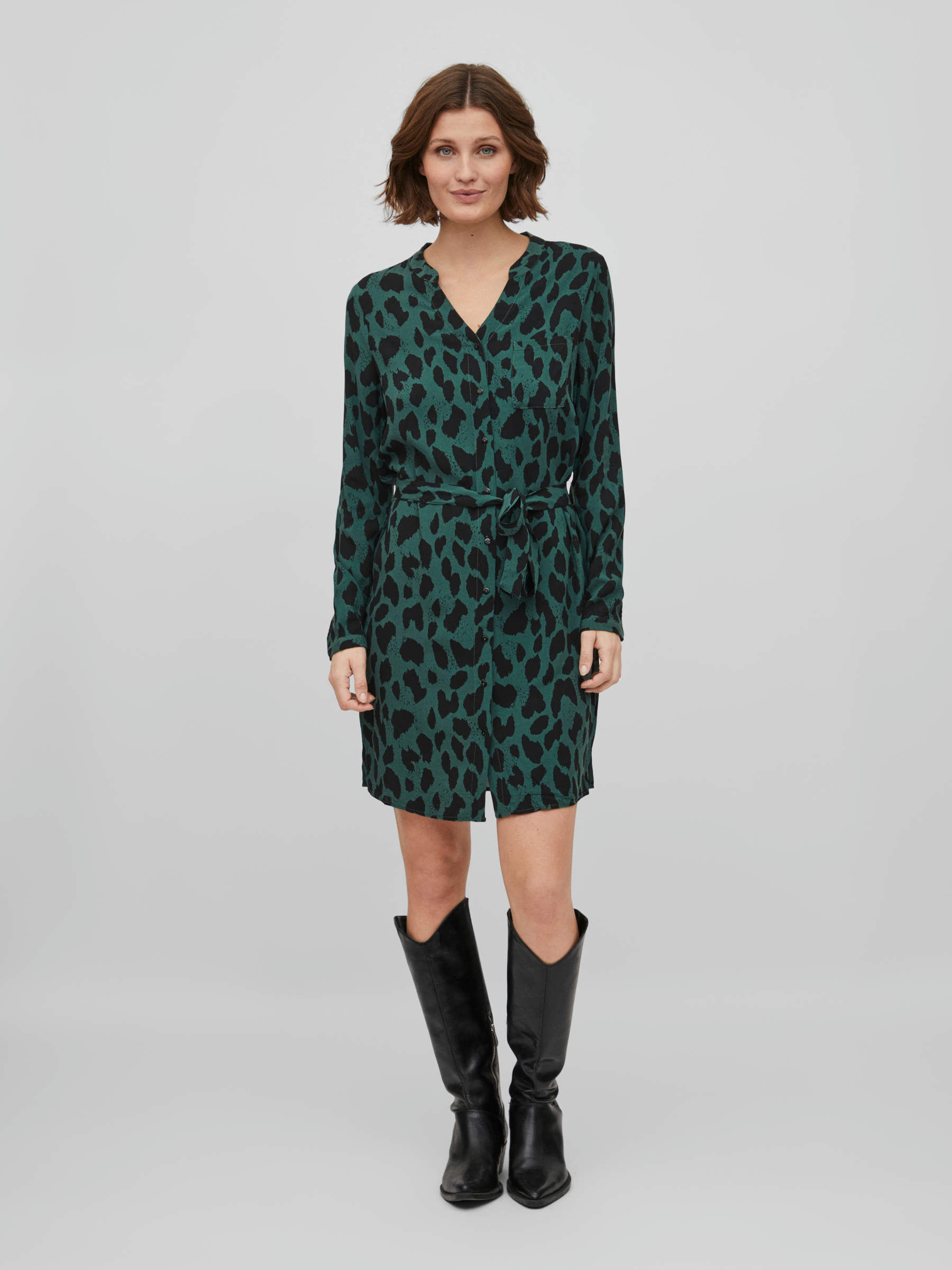 Petite wrap dress with tie waist top
