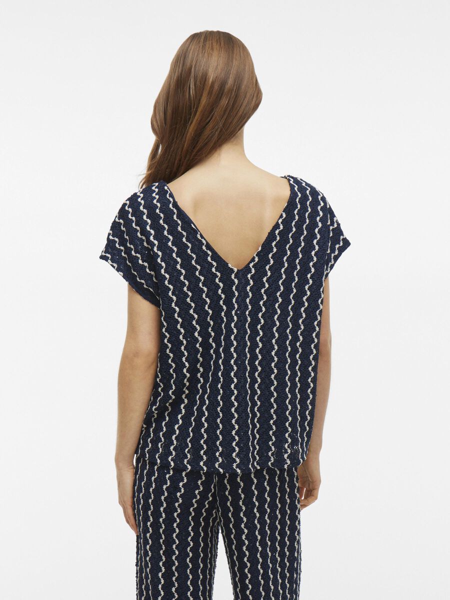 VILA V-HALS TOP MET KORTE MOUWEN, Navy Blazer, highres - 14104325_NavyBlazer_1179137_004.jpg