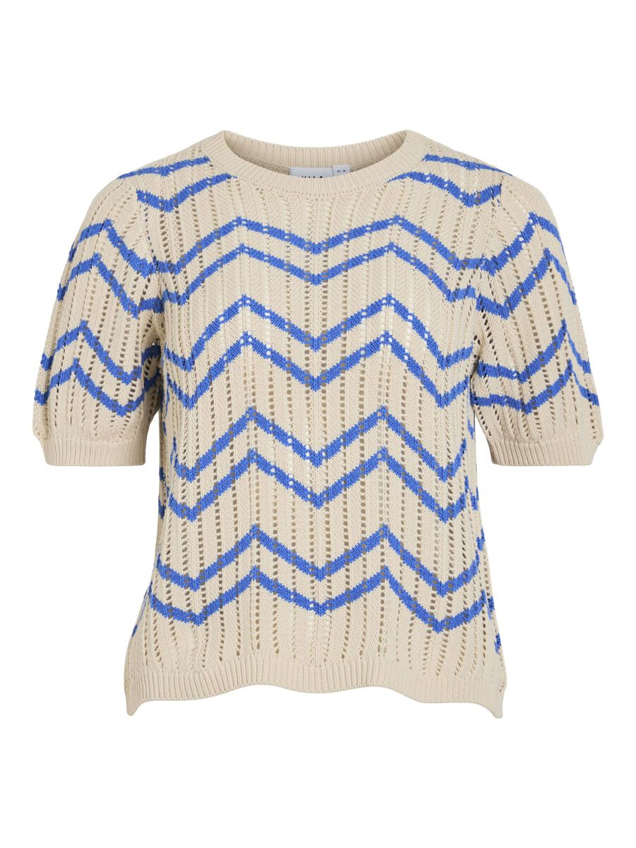 VILA SHORT SLEEVED KNITTED TOP, Birch, highres - 14105851_Birch_1175968_001.jpg