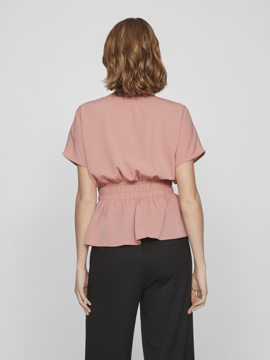 VILA BUTTONED SHORT SLEEVED TOP, Old Rose, highres - 14099283_OldRose_004.jpg