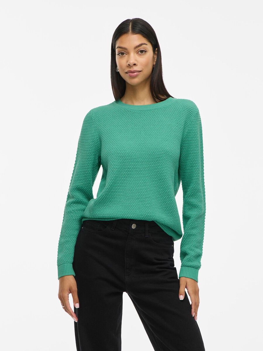VILA VIDALO BASIC STRIKKET PULLOVER, Winter Green, highres - 14082767_WinterGreen_003.jpg