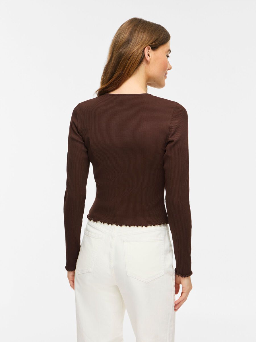 Product carousel image - VIABENIA ROUND NECK LONG SLEEVED TOP, Coffee Bean | 2