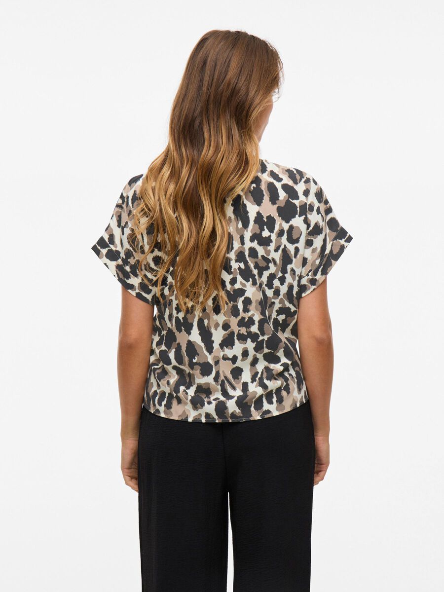 VILA ROUND NECK SHORT SLEEVED TOP, Birch, highres - 14101663_Birch_1178658_004.jpg