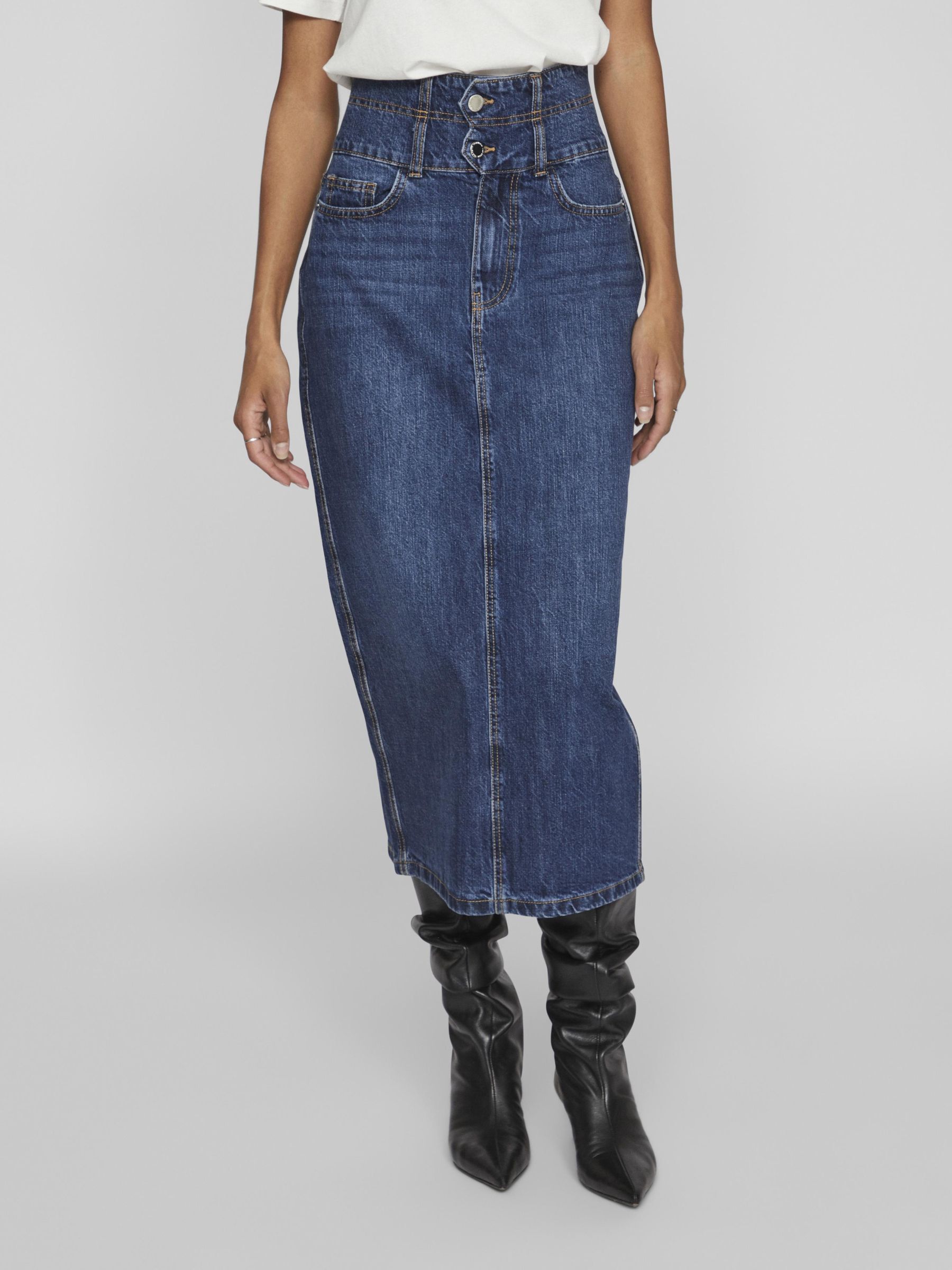 Midi jean skirt navy new arrivals