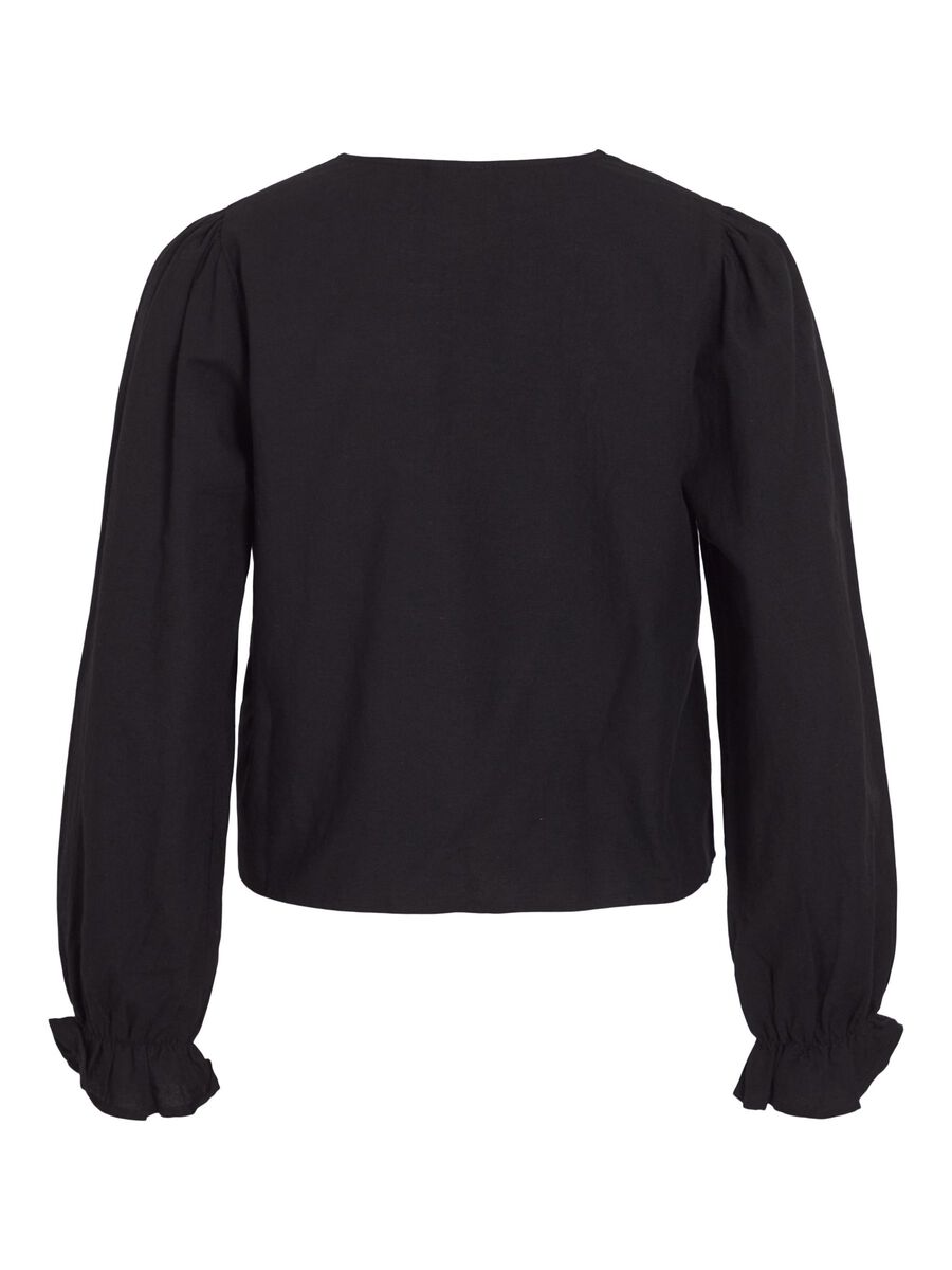VILA V-NECK LONG SLEEVED TOP, Black Beauty, highres - 14104028_BlackBeauty_1162350_002.jpg