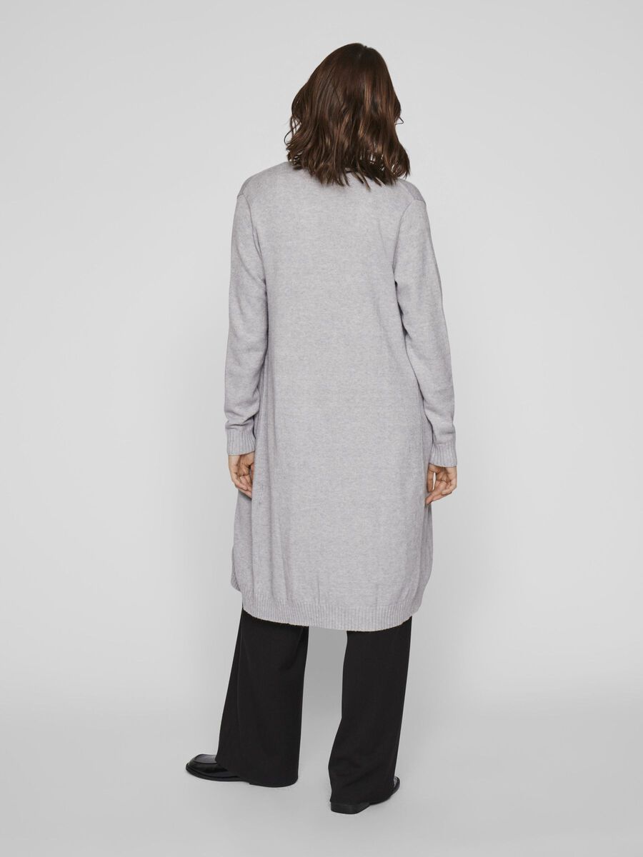 VILA VIRIL LANG GEBREID VEST, Light Grey Melange, highres - 14042770_LightGreyMelange_004.jpg