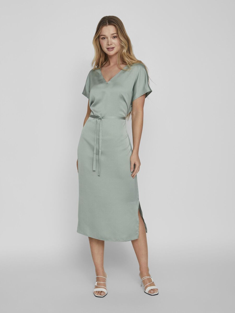 Vila SHORT-SLEEVED MIDI DRESS, Green Milieu, highres - 14078865_GreenMilieu_003.jpg