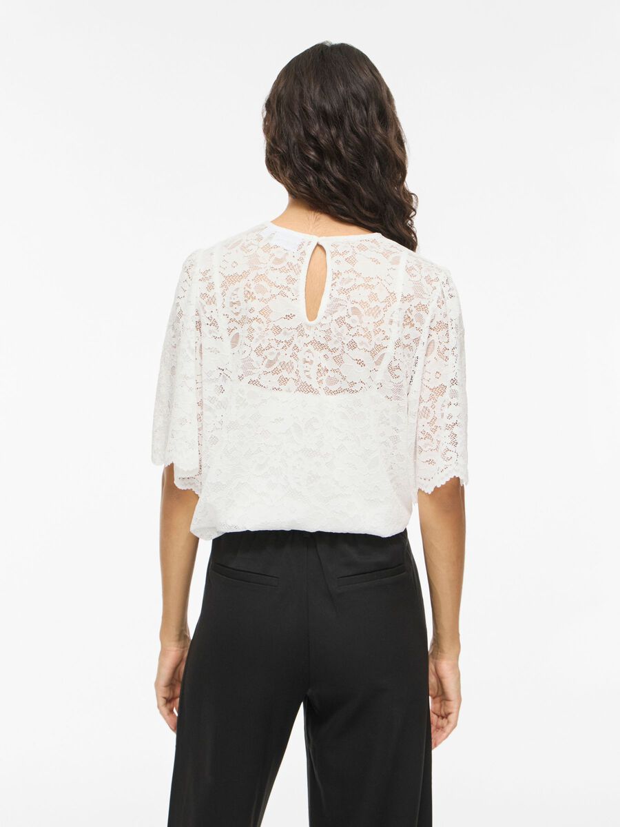 Carousel image - VISTACIA BLONDE TOP MED KORTE &AElig;RMER, Cloud Dancer | 2