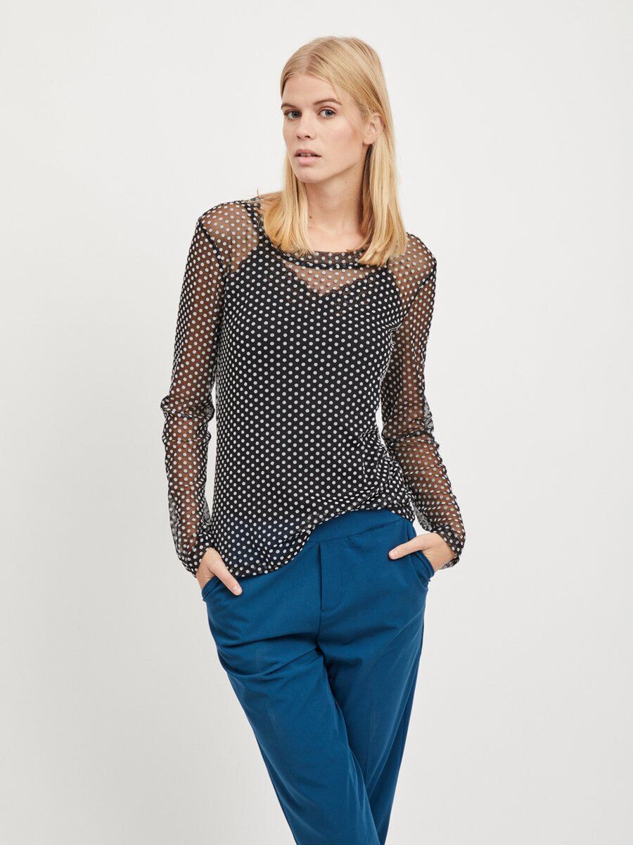 Object Collectors Item DOTTED MESH LONG SLEEVED TOP, Black, highres - 23028699_Black_003.jpg