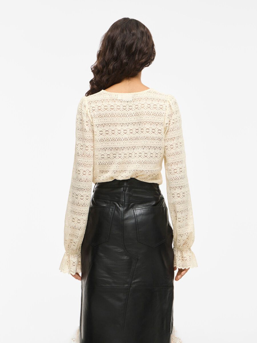 Carousel image - VICHIKKA LACE LONG SLEEVED TOP, Birch | 2