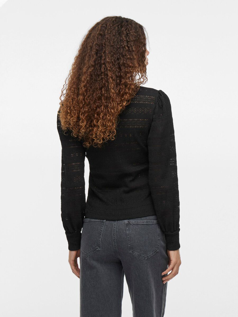 VILA V-NECK LONG SLEEVED TOP, Black, highres - 14110282_Black_004.jpg
