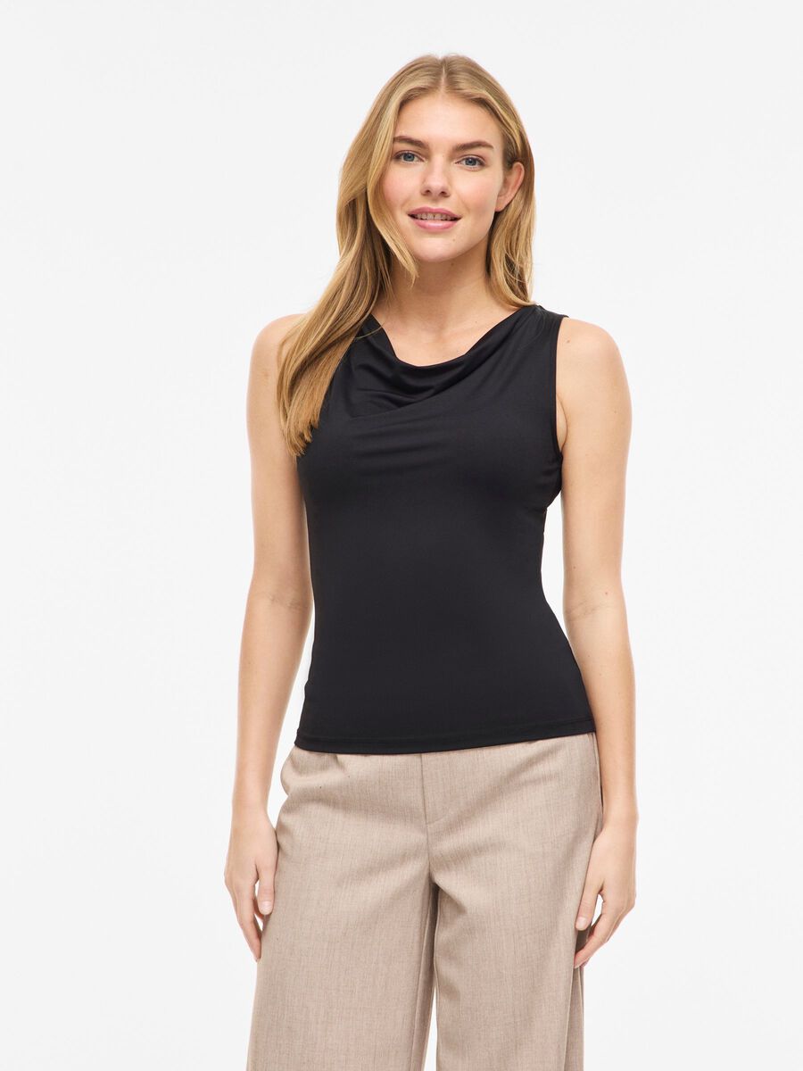 Product carousel image - VIKENZA WATERFALL SLEEVELESS TOP, Black | 1