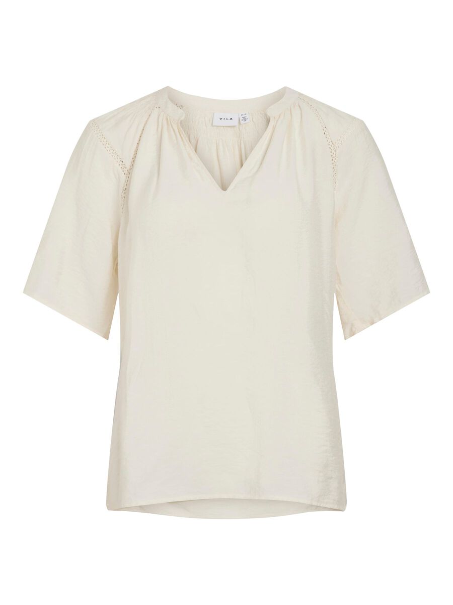 VILA V-NECK SHORT SLEEVED TOP, Birch, highres - 14105244_Birch_001.jpg