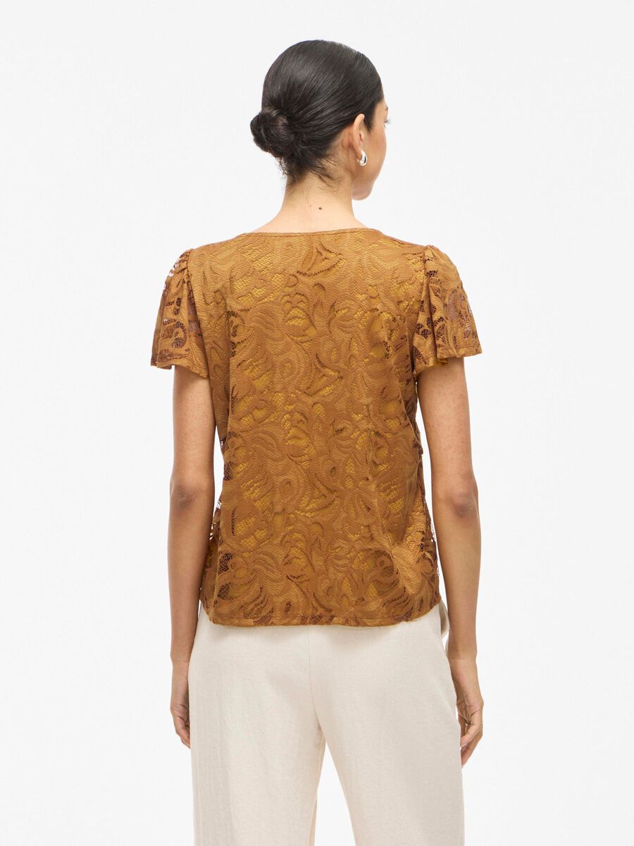 VILA VISTASIA V-NECK SHORT SLEEVED TOP, Cathay Spice, highres - 14111231_CathaySpice_004.jpg