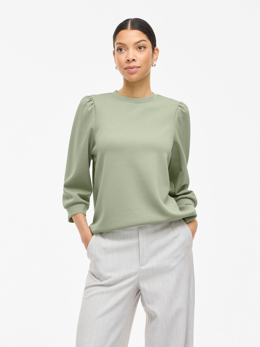 VILA VIREFLECT 3/4 SLEEVED SWEATSHIRT, Swamp, highres - 14112387_Swamp_003.jpg