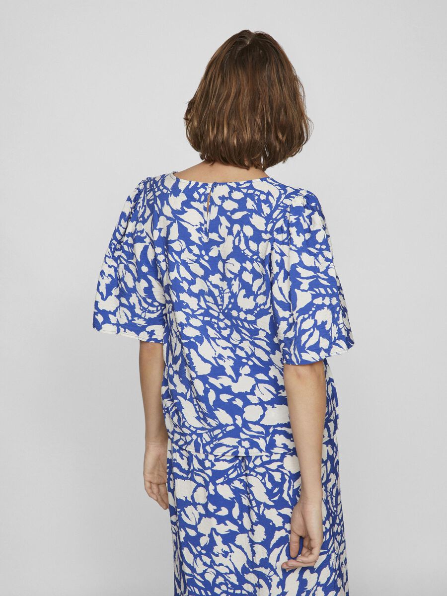 VILA ROUND NECK SHORT SLEEVED TOP, Mazarine Blue, highres - 14096386_MazarineBlue_1100332_004.jpg