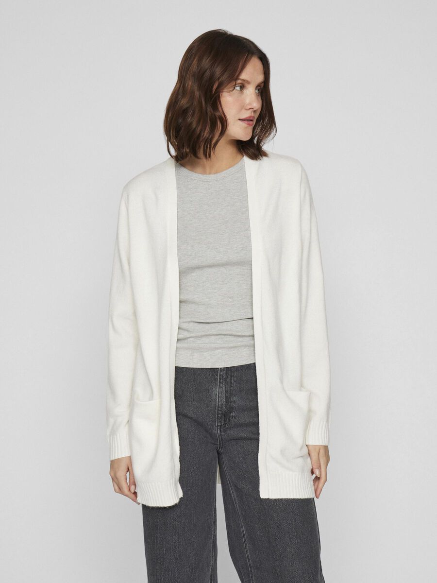 VILA VIRIL - BASIQUE EN MAILLE CARDIGAN, White Alyssum, highres - 14044041_WhiteAlyssum_003.jpg