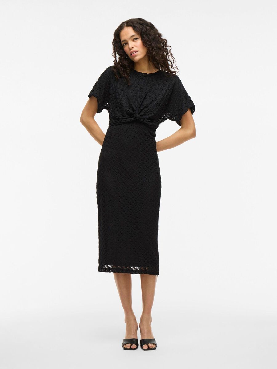 VILA SHORT SLEEVED MIDI DRESS, Black Beauty, highres - 14107122_BlackBeauty_003.jpg
