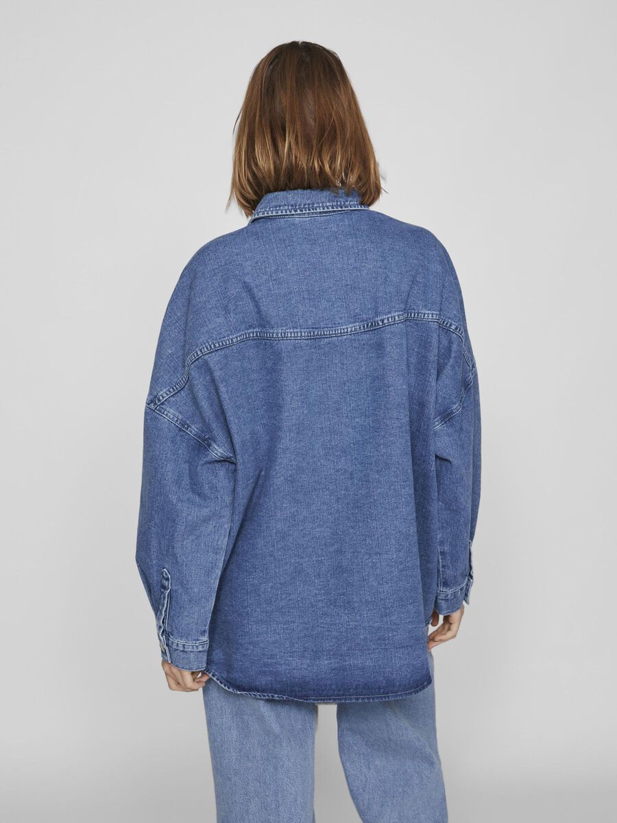 VILA OVERSIZE DENIM SHIRT, Medium Blue Denim, highres - 14105188_MediumBlueDenim_004.jpg