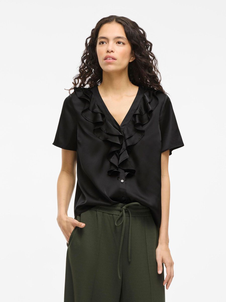 VILA VIVINA CHEMISE À MANCHES COURTES, Black, highres - 14113075_Black_003.jpg