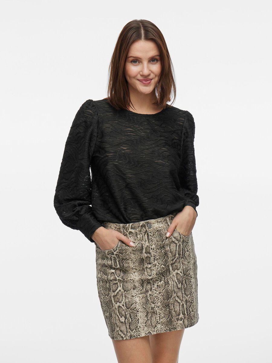 VILA ROUND NECK LONG SLEEVED TOP, Black, highres - 14107438_Black_003.jpg