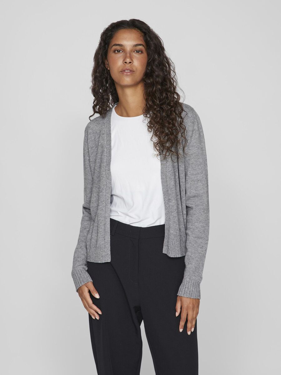 VILA VIRIL - COURT OUVERT CARDIGAN, Medium Grey Melange, highres - 14060800_MediumGreyMelange_003.jpg