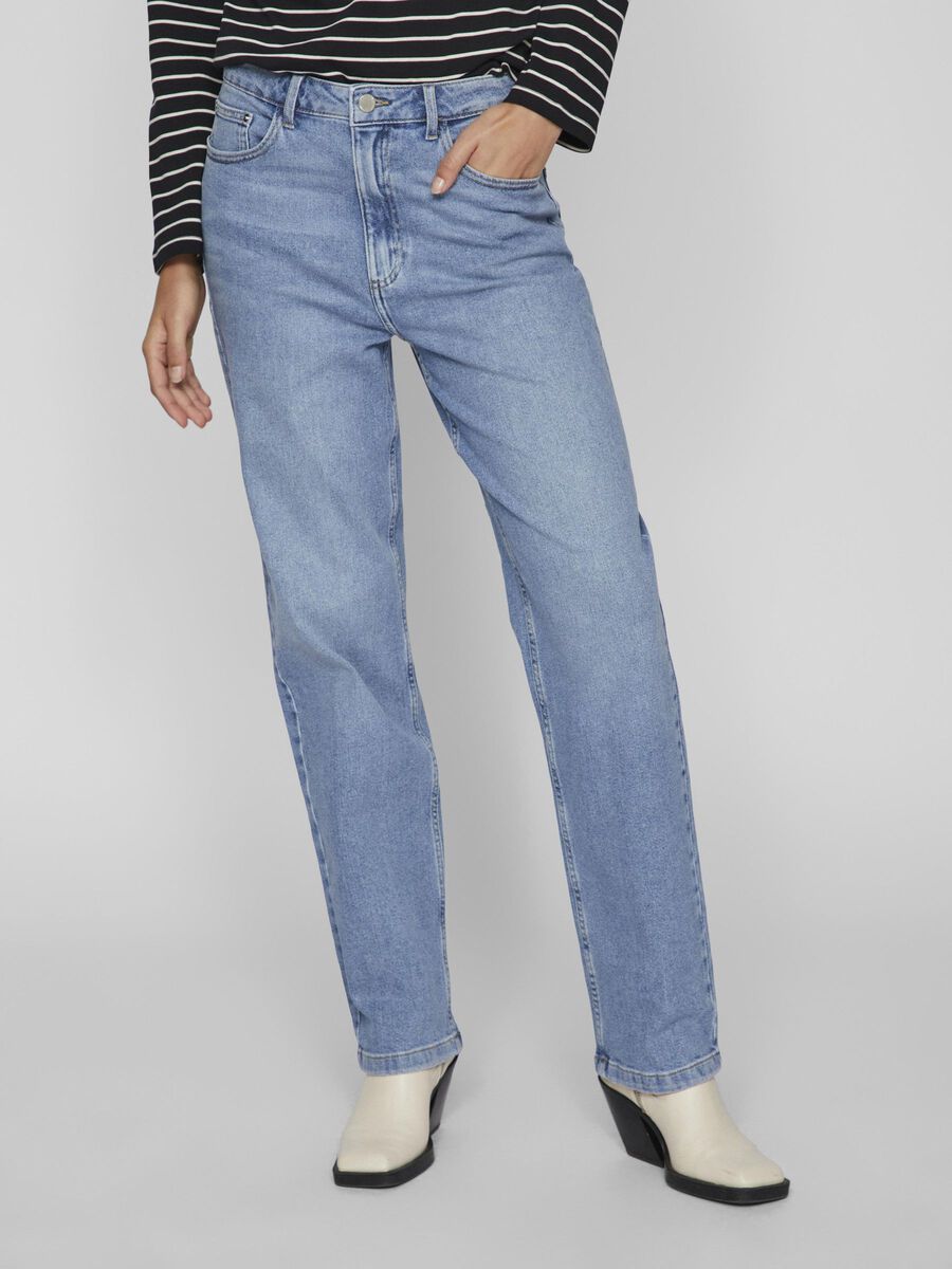 Vila HIGH-WAIST WIDE FIT JEANS, Light Blue Denim, highres - 14089759_LightBlueDenim_003.jpg