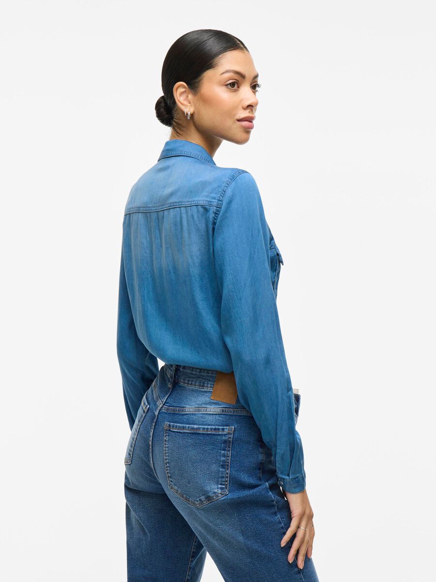VILA VIBISTA POCKET DENIM SHIRT, Medium Blue Denim, highres - 14033008_MediumBlueDenim_604568_004.jpg