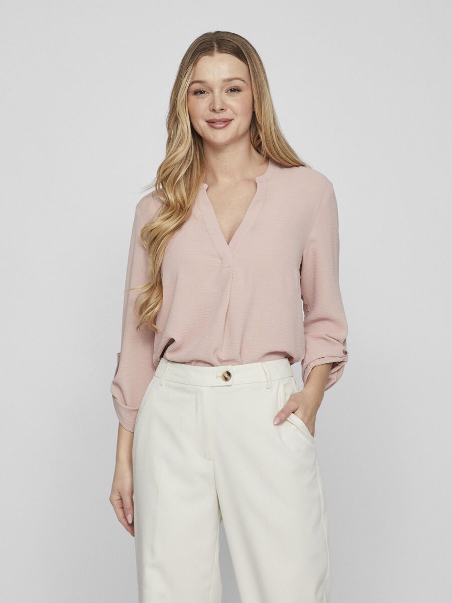 Vila V-HALS BLOUSE MET 3/4 MOUWEN, Pale Mauve, highres - 14083585_PaleMauve_003.jpg