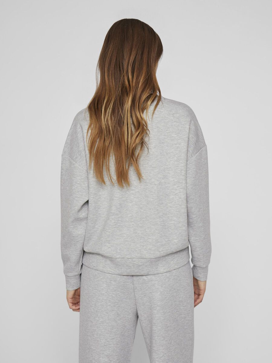 VILA ROUND NECK LONG SLEEVED SWEATSHIRT, Light Grey Melange, highres - 14103224_LightGreyMelange_1161086_004.jpg