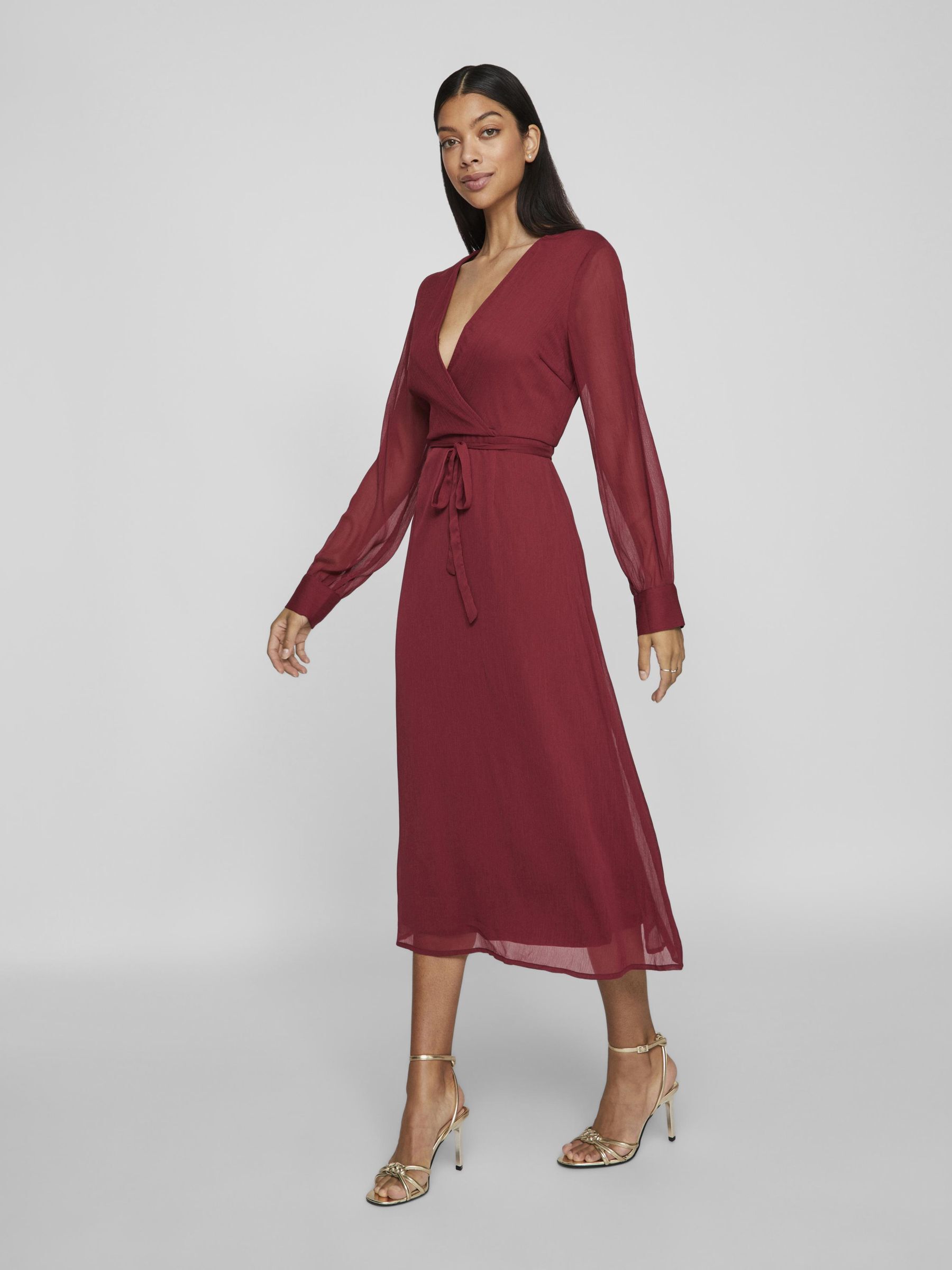 Midi jurk met lange mouwen outlet