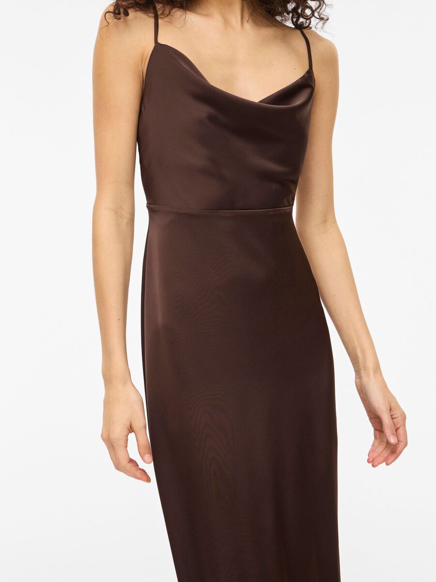 Carousel image - VIRAVENNA STRAP OCCASION DRESS, Coffee Bean | 5