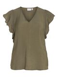 VILA RUFFLE SHORT SLEEVED TOP, Dusty Olive, highres - 14098558_DustyOlive_001.jpg
