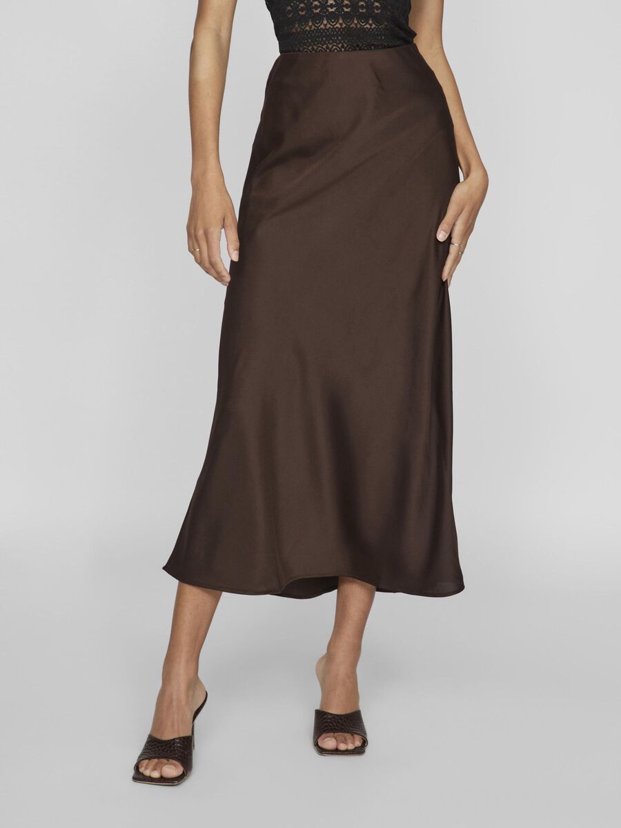 VILA VIELLETTE HIGH WAIST MIDI SKIRT, Coffee Bean, highres - 14084182_CoffeeBean_003.jpg