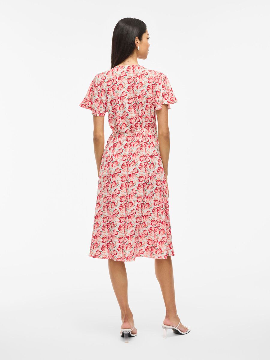 VILA VILOVIE SHORT SLEEVED WRAP DRESS, Egret, highres - 14059666_Egret_1223230_004.jpg