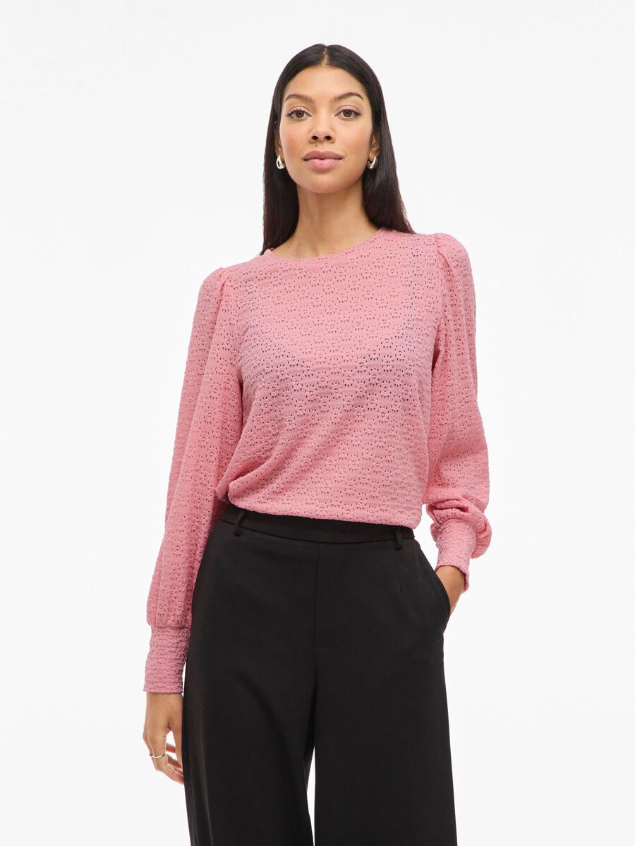 Carousel image - VISILLA ROUND NECK LONG SLEEVED TOP, Bonbon | 1