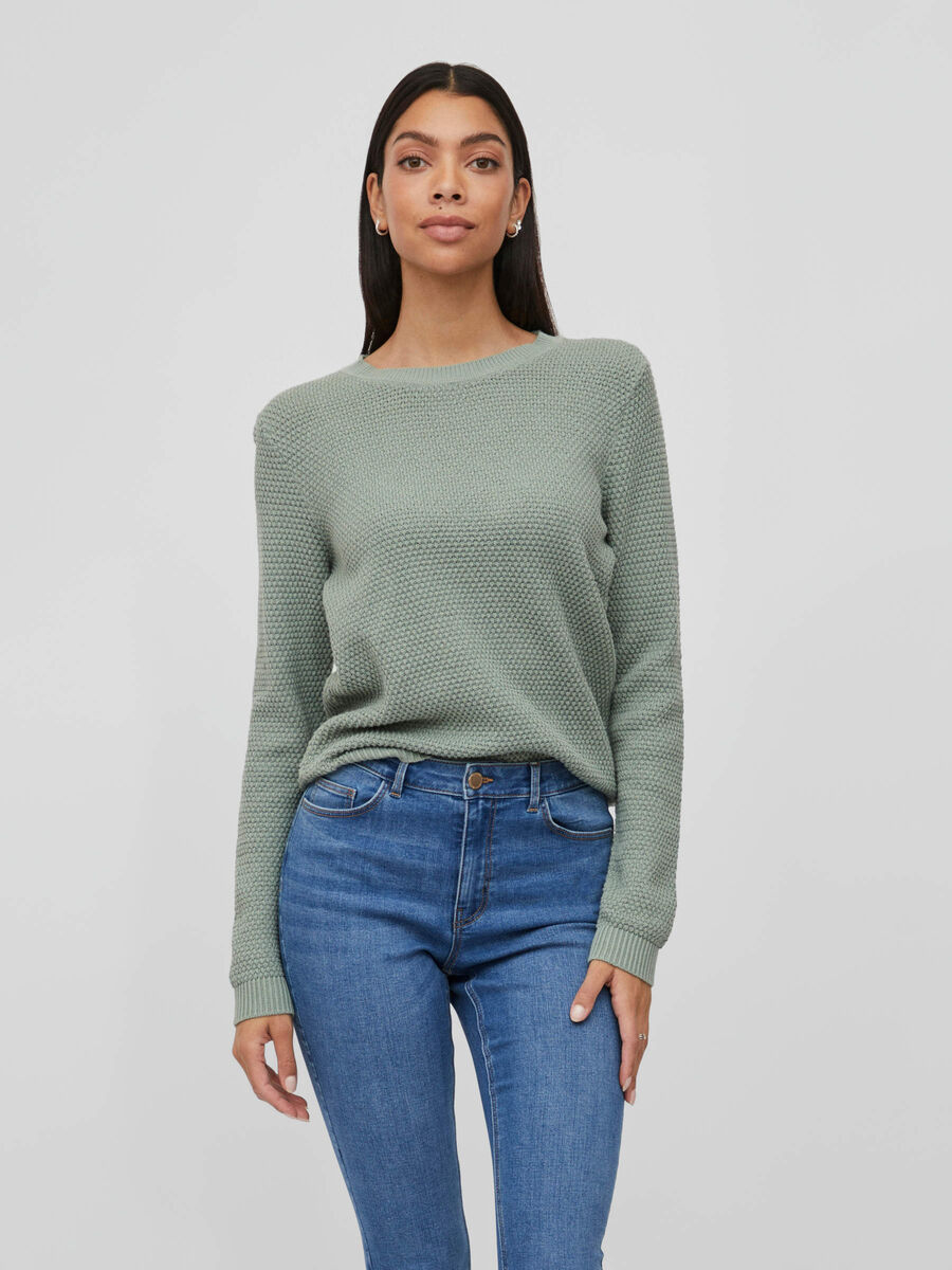 Vila BASIQUE PULL EN MAILLE, Green Milieu, highres - 14082767_GreenMilieu_003.jpg