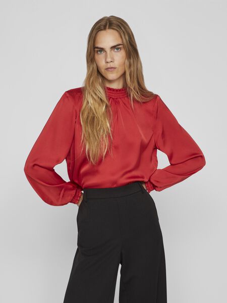 Vila SMOCK NECK LONG SLEEVED BLOUSE, Pompeian Red, highres - 14083477_PompeianRed_003.jpg