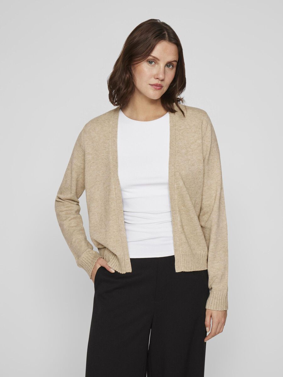VILA VIRIL KURZER OFFENER STRICKJACKE, Natural Melange, highres - 14060800_NaturalMelange_003.jpg