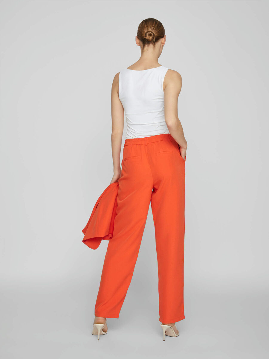 Vila STRAIGHT HIGH WAISTED TROUSERS, Tigerlily, highres - 14083468_Tigerlily_004.jpg